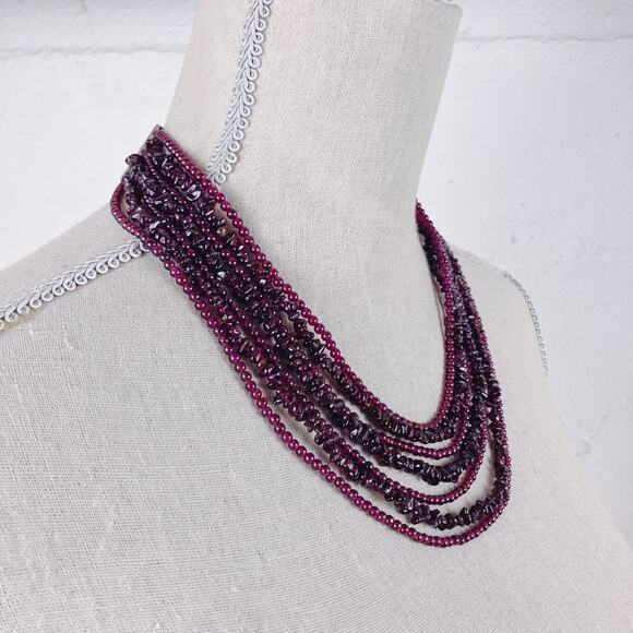 Jay King DTR Garnet Gemstone Multi Strand Sterling Silver Beaded Necklace Signed - Picture 9 of 12